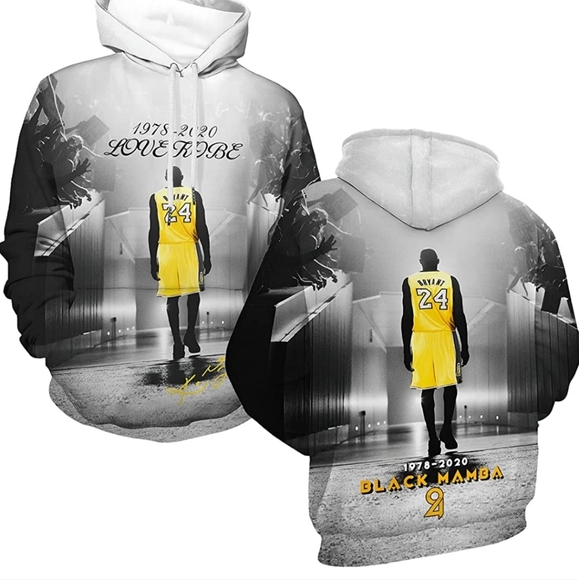 Kobe Bryant Black Mamba No. 24 Hooded Memorial Sweatshirt - Picture 1 of 5